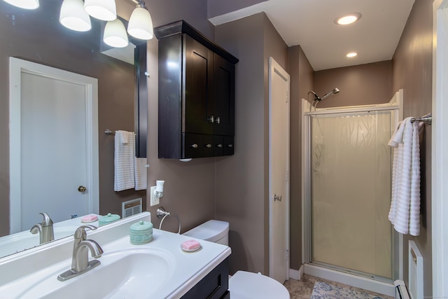 259 Weatherly Trl, Guilford, CT 06437 - full bathroom featuring a shower stall, toilet, and vanity
