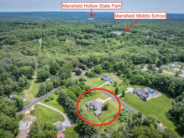 14 Fieldstone Dr, Mansfield, CT 06268 - aerial view of property's location with a forest