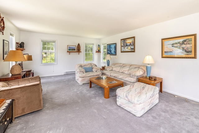14 Fieldstone Dr, Mansfield, CT 06268 - living room featuring a baseboard heating unit and carpet