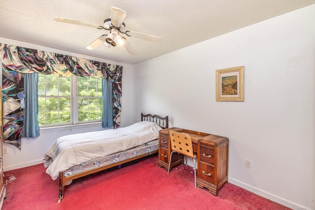 14 Fieldstone Dr, Mansfield, CT 06268 - bedroom featuring carpet flooring, a textured ceiling, and a ceiling fan