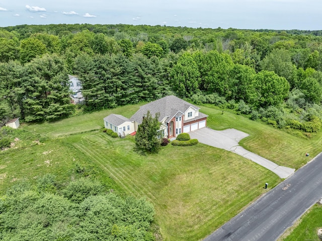 14 Fieldstone Dr, Mansfield, CT 06268 - aerial view of property and surrounding area featuring a heavily wooded area