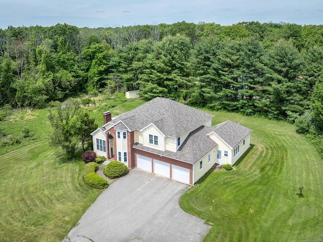 14 Fieldstone Dr, Mansfield, CT 06268 - view from above of property featuring a heavily wooded area