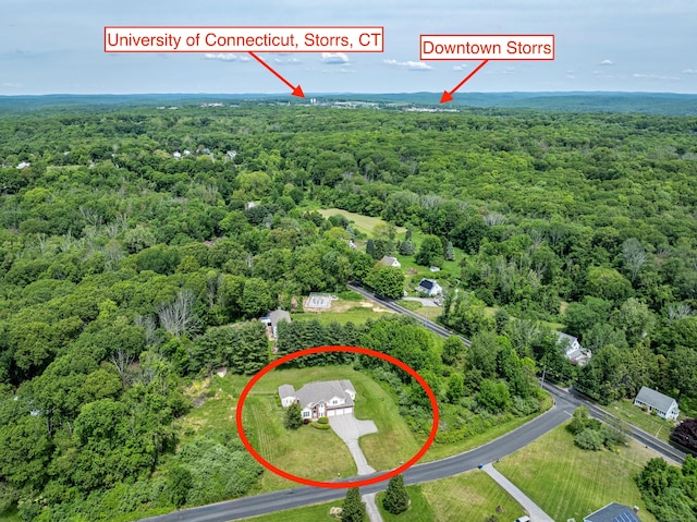 14 Fieldstone Dr, Mansfield, CT 06268 - aerial view of property's location with a heavily wooded area