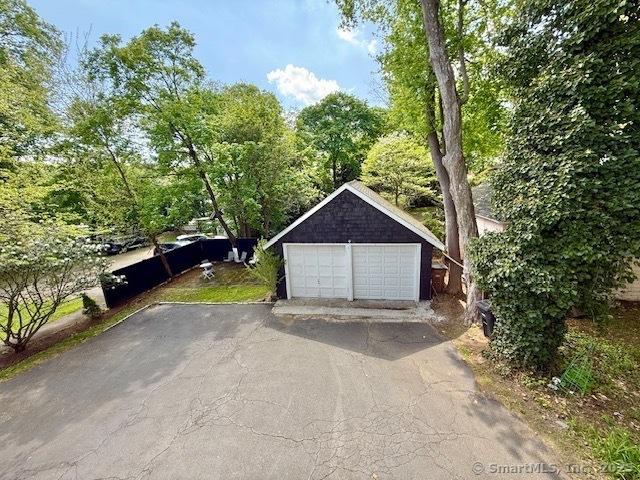 view of detached garage