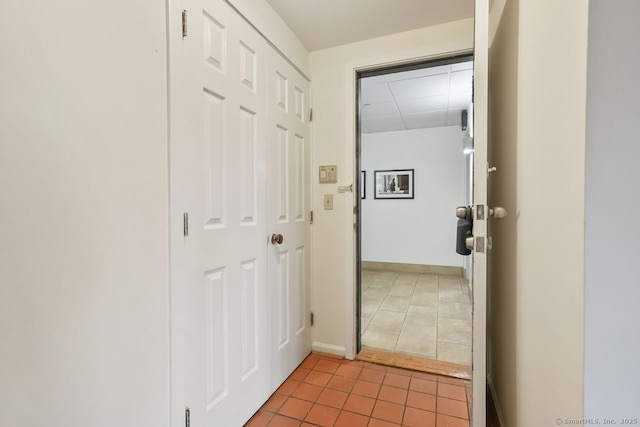 95 Audubon St Unit 222Aka 24, New Haven, CT 06510 - doorway with baseboards, a drop ceiling, and light tile patterned flooring
