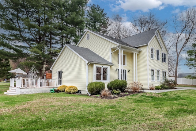 5A Big Buck Ln, Brookfield, CT 06804 - exterior space with a deck and a lawn