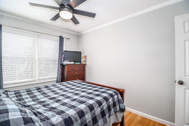 5A Big Buck Ln, Brookfield, CT 06804 - bedroom featuring ornamental molding, baseboards, a ceiling fan, and wood finished floors