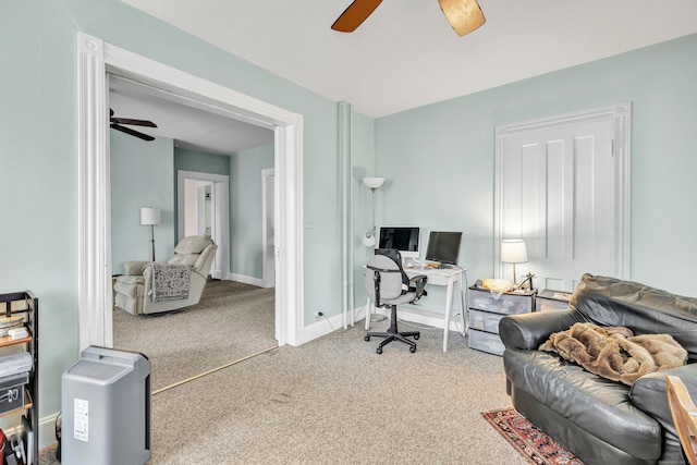 172 Prospect Ave, Shelton, CT 06484 - office area with ceiling fan, carpet flooring, and baseboards