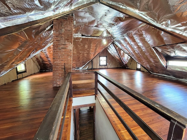 attic with an upstairs landing