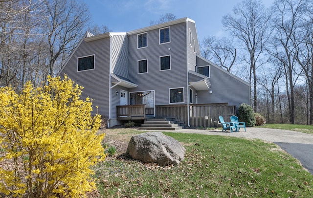 170 Barker Hill Dr, Guilford, CT 06437 - rear view of house with a yard and a deck