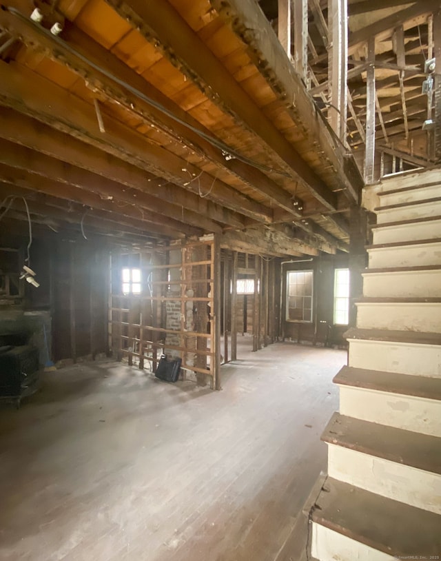 basement featuring stairway