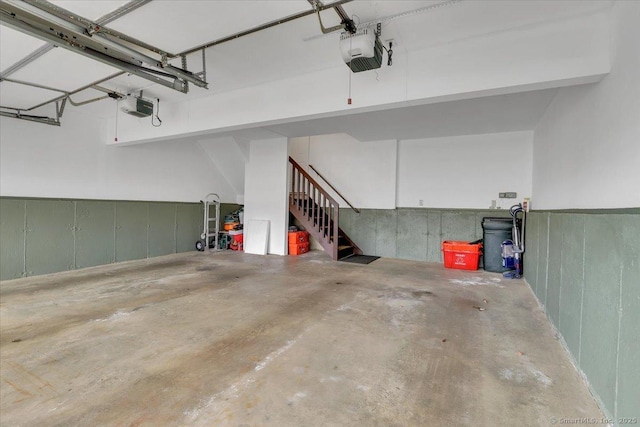 garage with a garage door opener