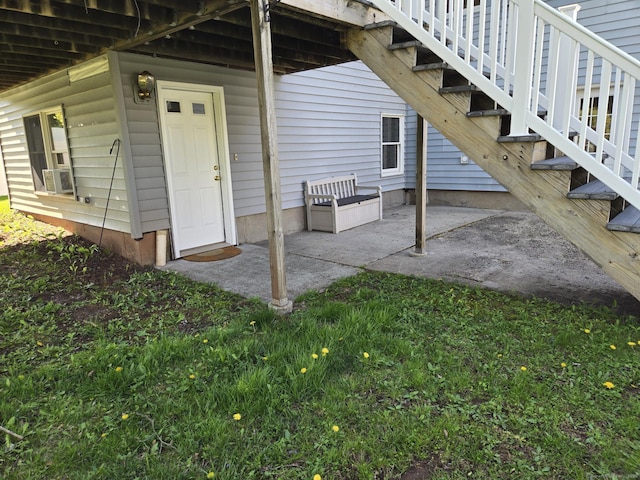 view of patio featuring stairs