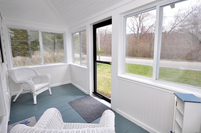 300 Mile Creek Rd, Old Lyme, CT 06371 - sunroom featuring hardwood / wood-style floors, baseboards, and vaulted ceiling