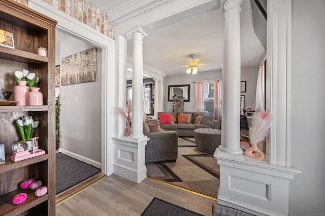 87 Englewood Ave, Waterbury, CT 06705 - interior space with wood finished floors and ornate columns