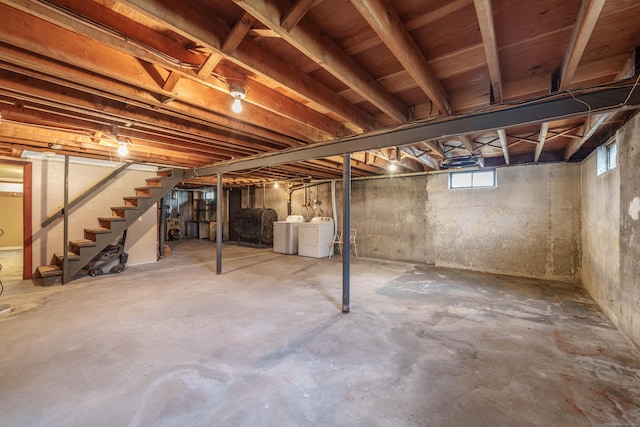 33 Wagon Rd, Enfield, CT 06082 - basement with stairway and washer and clothes dryer