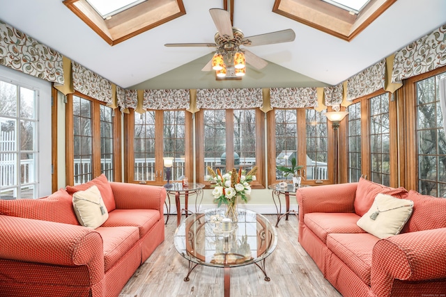 3 Huntington Ln, New Fairfield, CT 06812 - sunroom featuring a skylight, lofted ceiling, healthy amount of natural light, and wood finished floors