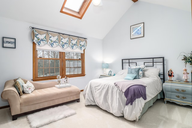 3 Huntington Ln, New Fairfield, CT 06812 - carpeted bedroom featuring a skylight and high vaulted ceiling