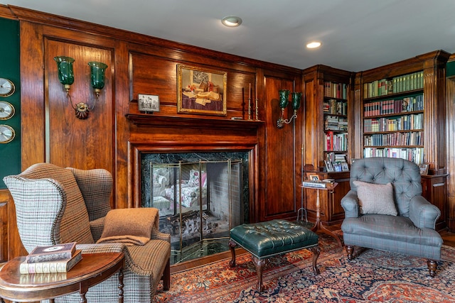 8 Bayberry Hl, Roxbury, CT 06783 - sitting room featuring wooden walls and recessed lighting
