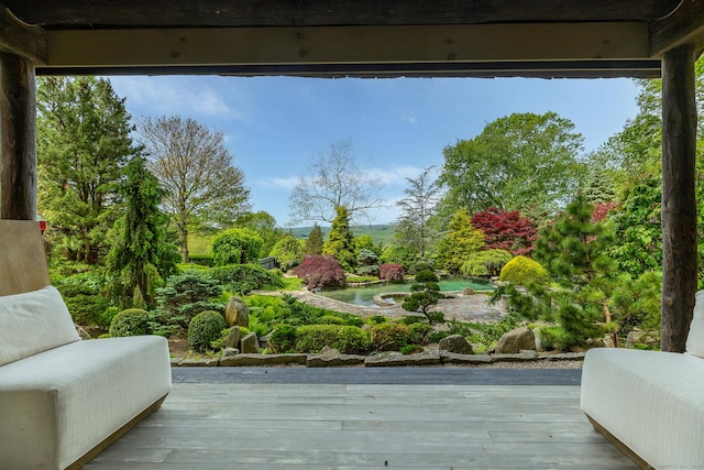8 Bayberry Hl, Roxbury, CT 06783 - view of patio with a deck and a garden pond
