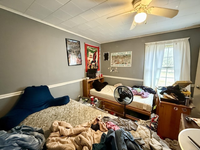 44 Red Bridge Rd, Thompson, CT 06255 - bedroom with ornamental molding and a ceiling fan