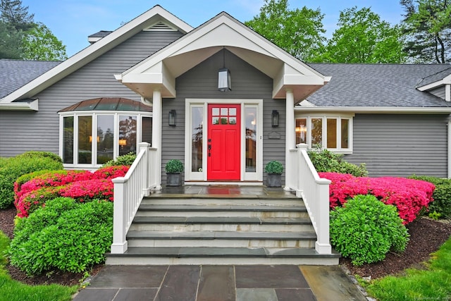 view of front of home with roof with shingles