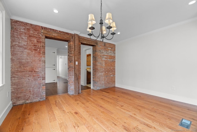 280 Mill Rd, North Haven, CT 06473 - unfurnished dining area featuring wood finished floors, a chandelier, crown molding, baseboards, and recessed lighting