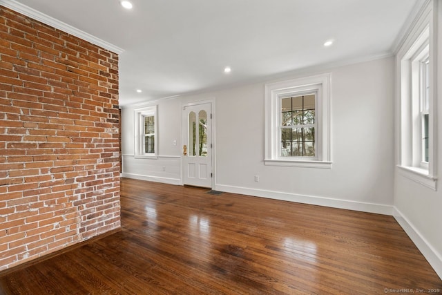 280 Mill Rd, North Haven, CT 06473 - empty room with healthy amount of natural light, wood finished floors, ornamental molding, recessed lighting, and baseboards