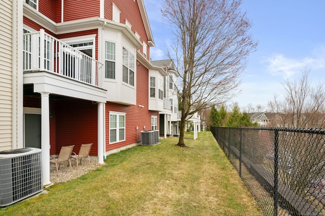 19 Mill Rd Unit 19, Danbury, CT 06810 - view of yard with central AC, fence, a residential view, and a balcony