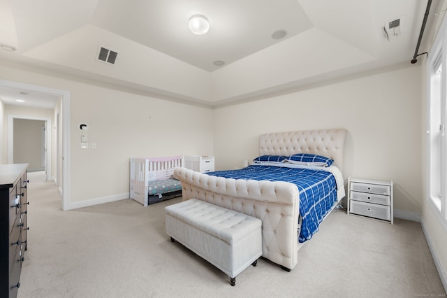 19 Mill Rd Unit 19, Danbury, CT 06810 - bedroom with a raised ceiling, light carpet, visible vents, and baseboards