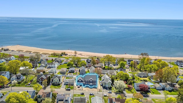 47 Lucey Ave, West Haven, CT 06516 - aerial view featuring a beach view, a water view, and a residential view