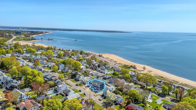 47 Lucey Ave, West Haven, CT 06516 - bird's eye view featuring a residential view, a beach view, and a water view