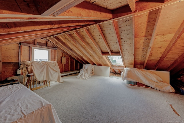unfurnished bedroom featuring lofted ceiling