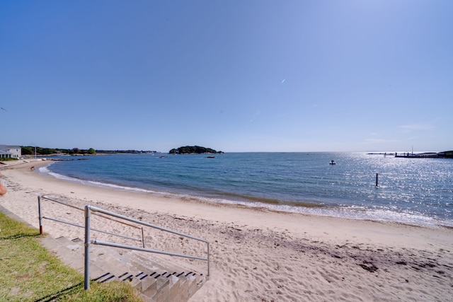 view of water feature with a view of the beach