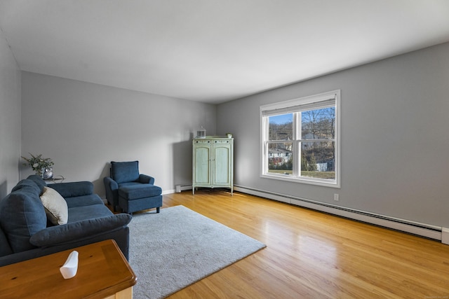 5 Ridge Ln, Shelton, CT 06484 - living room featuring a baseboard radiator and wood finished floors