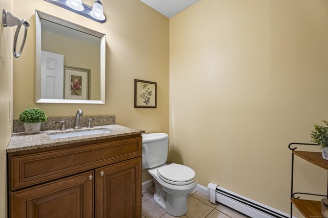 5 Ridge Ln, Shelton, CT 06484 - bathroom with vanity, toilet, tile patterned floors, baseboards, and a baseboard radiator