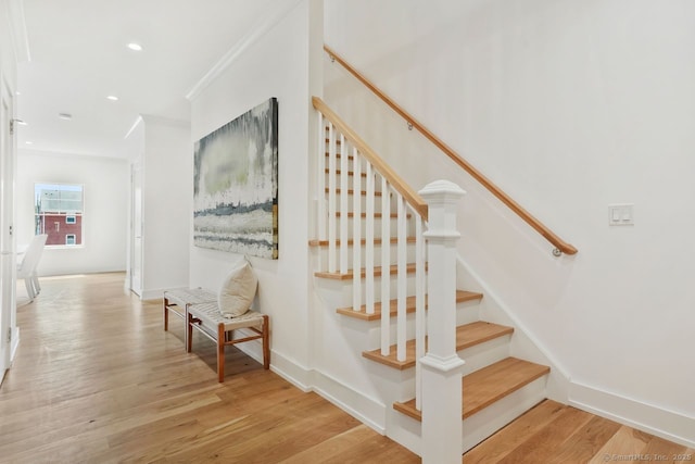 345 Reef Rd Unit B6, Fairfield, CT 06824 - staircase with wood finished floors and recessed lighting