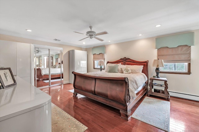 70 Cali Dr, Shelton, CT 06484 - bedroom featuring recessed lighting, wood finished floors, visible vents, and a ceiling fan