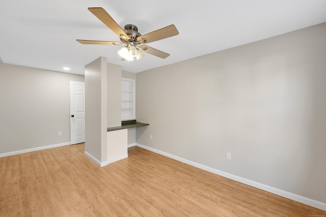 63 Rita Dr, Bristol, CT 06010 - empty room featuring baseboards, light wood-style floors, ceiling fan, and recessed lighting