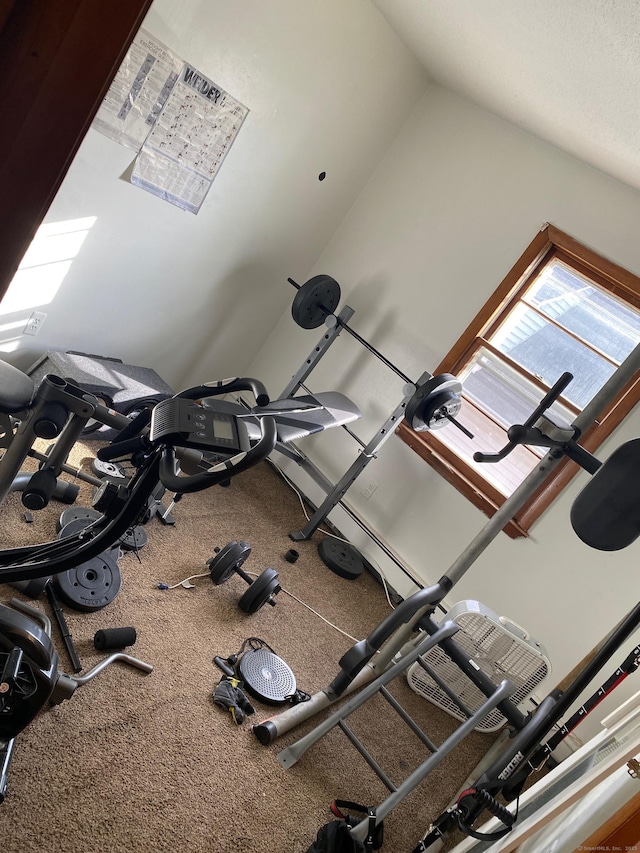 186 York St, West Haven, CT 06516 - exercise room featuring carpet and lofted ceiling