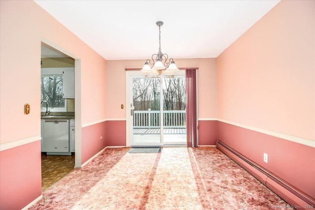 6 Pell Mell Dr, Bethel, CT 06801 - entryway featuring a baseboard radiator, an inviting chandelier, and baseboards