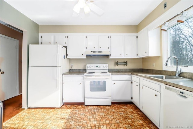 6 Pell Mell Dr, Bethel, CT 06801 - kitchen with exhaust hood, white cabinets, white appliances, and a sink