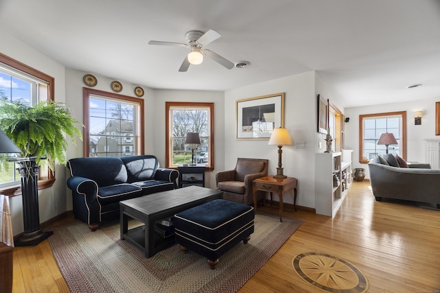 15 Buckingham Ave, Old Saybrook, CT 06475 - living room with light wood-style floors, plenty of natural light, and ceiling fan