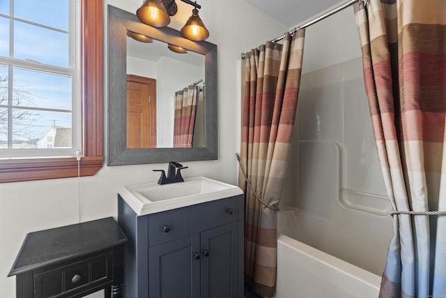 15 Buckingham Ave, Old Saybrook, CT 06475 - bathroom featuring vanity and shower / bath combo with shower curtain