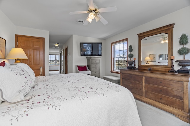 15 Buckingham Ave, Old Saybrook, CT 06475 - bedroom with carpet, multiple windows, and a ceiling fan