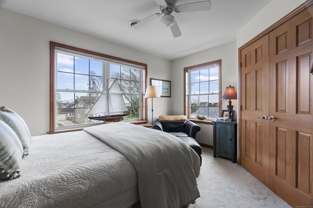 15 Buckingham Ave, Old Saybrook, CT 06475 - bedroom with light carpet and ceiling fan