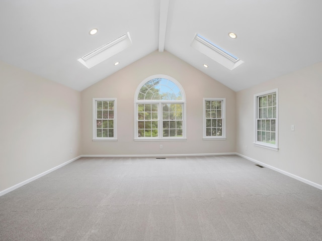 8 Argentine Way, Norwalk, CT 06850 - empty room featuring a skylight, carpet flooring, recessed lighting, and baseboards