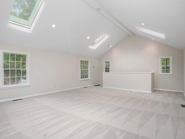 8 Argentine Way, Norwalk, CT 06850 - unfurnished room featuring a skylight, carpet, healthy amount of natural light, beam ceiling, and recessed lighting
