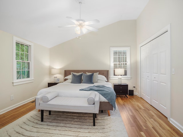 8 Argentine Way, Norwalk, CT 06850 - bedroom with vaulted ceiling, light wood-type flooring, baseboards, and a closet