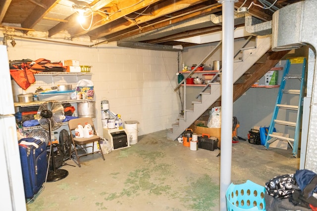 70 Manners Ave, Naugatuck, CT 06770 - unfinished below grade area with stairway and concrete block wall